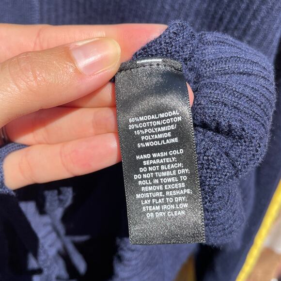 Lafayette 148 – Navy Blue Cinched Hem Wool Blend Sweater - Picture 7 of 7